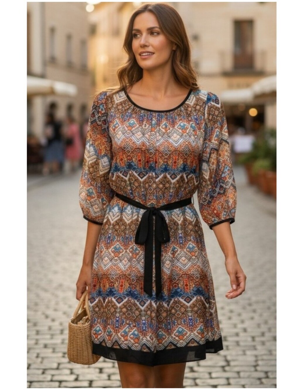 Sweet Storm Silky Boho Dress 3/4 Sleeves Summer Weddings  sz. M